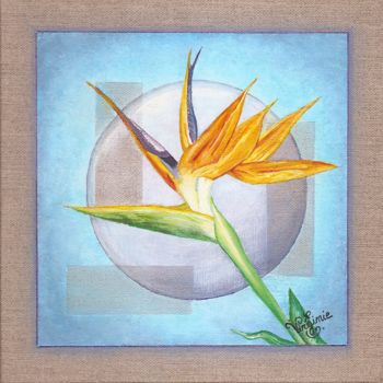 Peinture intitulée "L'oiseau de paradis" par Virginie Etignard, Œuvre d'art originale, Huile