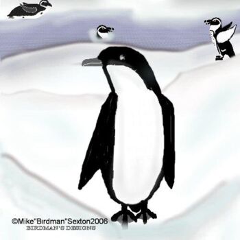 제목이 "Juvie Penguin"인 미술작품 Mike Sexton로, 원작, 기름