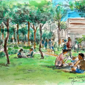 Ζωγραφική με τίτλο "bangkok-park-3.jpg" από José A Cavaco, Αυθεντικά έργα τέχνης