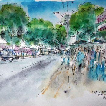 Painting titled "bangkok-park-1.jpg" by José A Cavaco, Original Artwork
