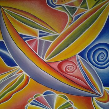 Painting titled "Pezzi di luce" by Arduino Rossi, Original Artwork, Acrylic Mounted on Wood Stretcher frame