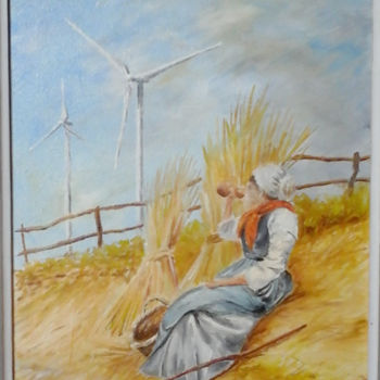 Pittura intitolato "Moissonneuse des te…" da Flachet, Opera d'arte originale, Olio