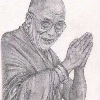 Drawing titled "Dalai lama Tenzin G…" by Kent Chua, Original Artwork, Pencil