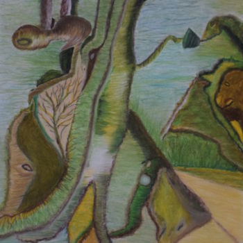 Disegno intitolato "La danse du vivant" da Patricia Neveux, Opera d'arte originale, Pastello