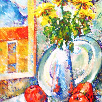 Painting titled "Un pointilistique r…" by Slobodan Spasojevic (Spaki), Original Artwork, Oil