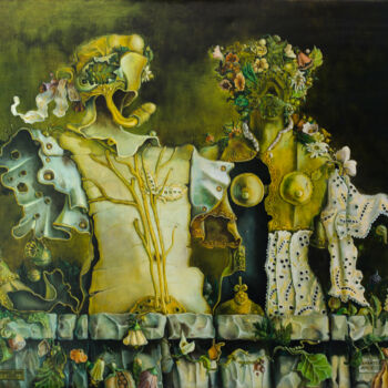 Painting titled "Amantes Amentes" by Mandy Sand, Original Artwork, Oil