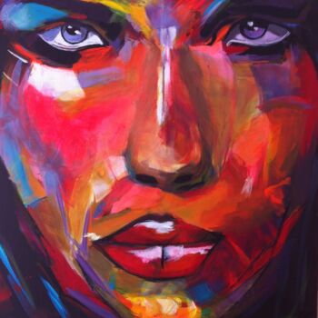 Painting titled ""Regard étrange" -…" by Madeleine Mayen-Leize (art-mam.com), Original Artwork, Acrylic