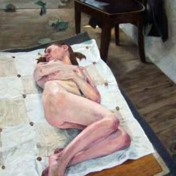 Painting titled "Nu à la chaise" by Mathieu Weemaels, Original Artwork