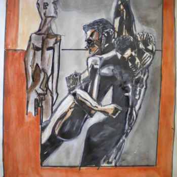 Malerei mit dem Titel "FROTI   FROTA" von Herve Yann Dubois, Original-Kunstwerk, Gouache