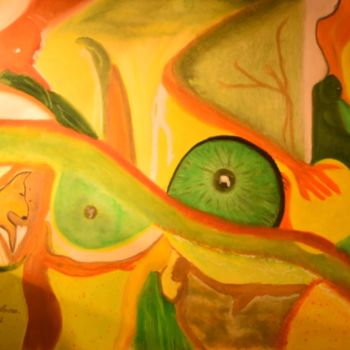 Dessin intitulée ". <Terre de lumière…" par Patricia Neveux, Œuvre d'art originale, Pastel