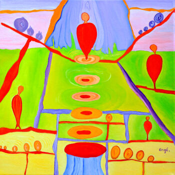 Peinture intitulée "HUMAN BIRDS II" par René Georges (RG.), Œuvre d'art originale, Huile