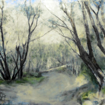Ζωγραφική με τίτλο "blue woodland path" από June Stapleton, Αυθεντικά έργα τέχνης, Ακρυλικό