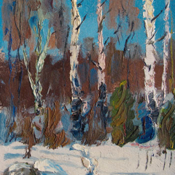 Pittura intitolato "Birches 1968" da Mark Kremer, Opera d'arte originale, Olio