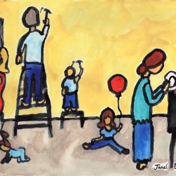 Painting titled "The Bragg Family" by Janel Bragg, Original Artwork, Watercolor