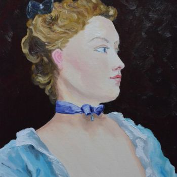 Painting titled "Jeune femme" by Andromaque, Original Artwork, Oil