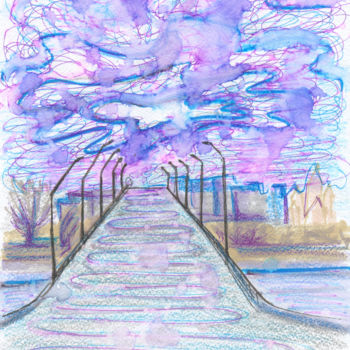 Drawing titled "Point in the clouds…" by Dea Lieotto, Original Artwork, Ballpoint pen