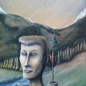 Ζωγραφική με τίτλο "The nobow man" από Pascal Van Der Heijden, Αυθεντικά έργα τέχνης, Λάδι