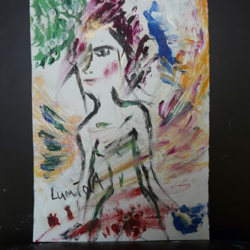Painting titled "Ange sans Sexe" by Lumina Wang, Original Artwork, Oil