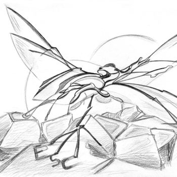 Drawing titled "levelling  by thoug…" by Dea Lieotto, Original Artwork, Pencil