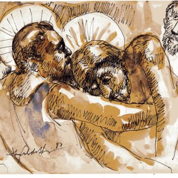 Pintura intitulada "016 - Cristo" por Luiz Carlos De Andrade Lima, Obras de arte originais, Aquarela