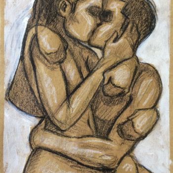Рисунок под названием "The Kiss sketch" - Stanislao, Подлинное произведение искусства, Графит