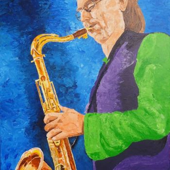 Ζωγραφική με τίτλο "Saxophoniste - erwi…" από Philippe Van Bellinghen, Αυθεντικά έργα τέχνης, Ακρυλικό