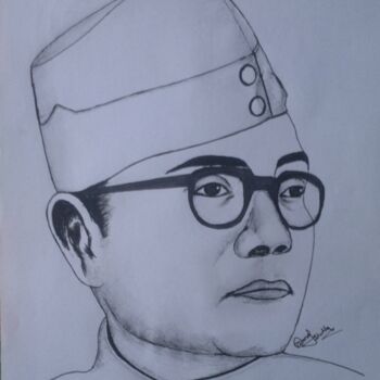 Drawing titled "Subhash Chandra Bose" by Manoj Shukla, Original Artwork, Other