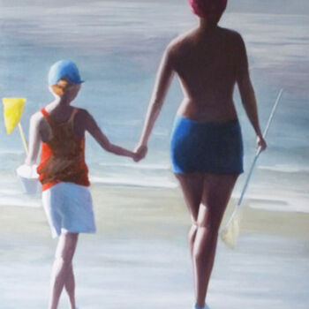 Painting titled "Au large" by A.N.Leroux, Original Artwork, Oil
