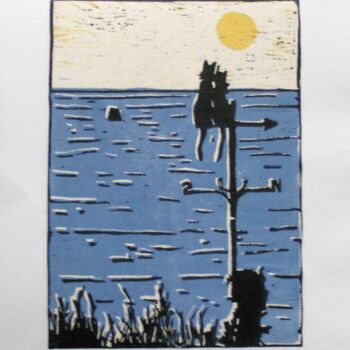 Gravures & estampes intitulée "Lune de miel" par Brigitte Barcelo, Œuvre d'art originale, Gravure Monté sur Carton