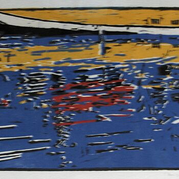 Printmaking titled "Miroir 1" by Brigitte Barcelo, Original Artwork, Xylography Mounted on Cardboard