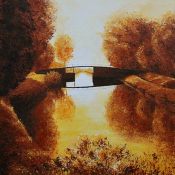Ζωγραφική με τίτλο "REFLETS" από Stephanie Ledroit, Αυθεντικά έργα τέχνης, Ακρυλικό