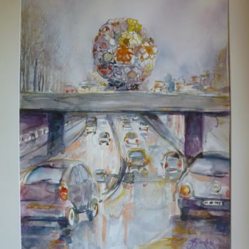 Peinture intitulée "Quai de LYON sous l…" par Pierre Feyeux, Œuvre d'art originale, Aquarelle