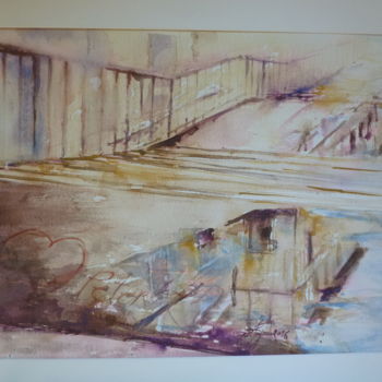 Peinture intitulée "Flaques et reflets…" par Pierre Feyeux, Œuvre d'art originale, Aquarelle