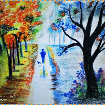 Desenho intitulada "Passeando em dia fr…" por Silviane Moon, Obras de arte originais, Giz