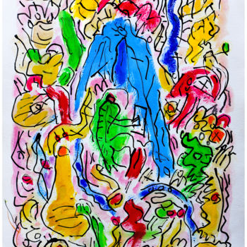 Peinture intitulée "Artiste et Muse" par Jean Mirre, Œuvre d'art originale, Encre