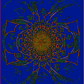 Arts numériques intitulée "Mandalize Blue" par Kirlian, Œuvre d'art originale, Peinture numérique
