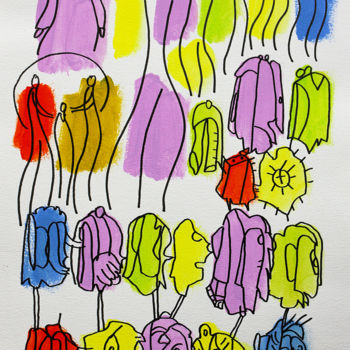 Painting titled "Les fringues" by Jean Mirre, Original Artwork, Acrylic