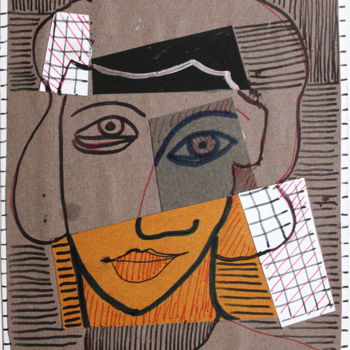 Peinture intitulée "COLLAGE VISAGE" par Jean Mirre, Œuvre d'art originale, Autre