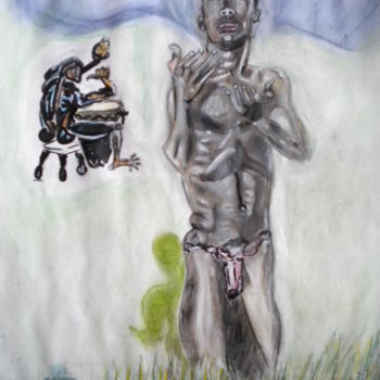Peinture intitulée "HO  SOLE MIO  DANS…" par Herve Yann Dubois, Œuvre d'art originale, Gouache