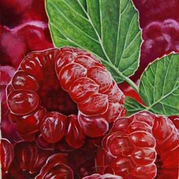 Painting titled "les-framboises-de-l…" by Catherine Digue - Turpin, Original Artwork, Gouache