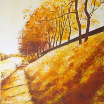 Painting titled "Bord de Marne 2" by Stephanie Ledroit, Original Artwork, Acrylic Mounted on Wood Stretcher frame