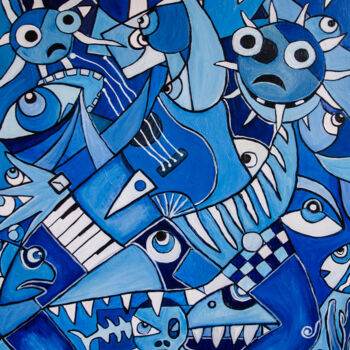 Painting titled "Eaux Troubles" by Henri Wojcik, Original Artwork, Acrylic Mounted on Wood Stretcher frame
