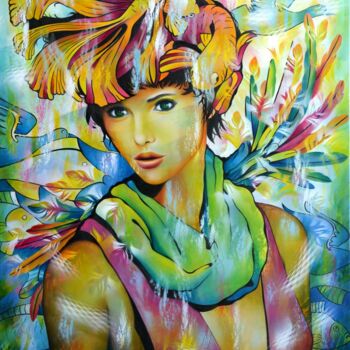 Peinture intitulée "un petit poisson, u…" par Jeannette Guichard-Bunel, Œuvre d'art originale, Huile