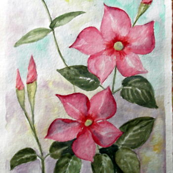 Peinture intitulée "Mandevillas" par Marian Cobos, Œuvre d'art originale, Aquarelle