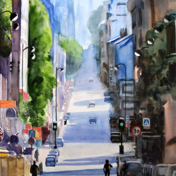 Ζωγραφική με τίτλο "Ménilmontant" από Adyne Gohy, Αυθεντικά έργα τέχνης, Ακουαρέλα