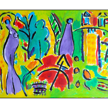 Painting titled "Hespérides" by Jean Mirre, Original Artwork, Oil