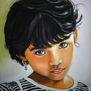 Dessin intitulée "NADIRA, la petite q…" par Catherine Wernette, Œuvre d'art originale, Pastel