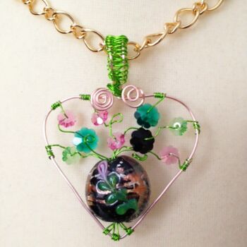 手工艺品 标题为“Floral Vase Necklac…” 由Gloria Nilsson, 原创艺术品, 首饰