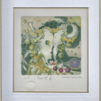 Prenten & gravures getiteld "Bull head" door Mandy Sand, Origineel Kunstwerk, Gravure
