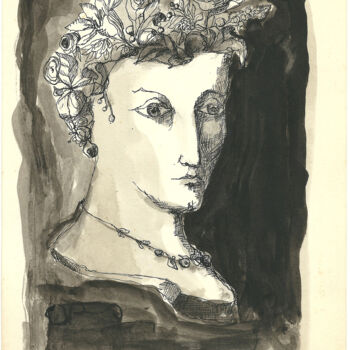 Painting titled "Head of  woman stat…" by Mandy Sand, Original Artwork, Gouache